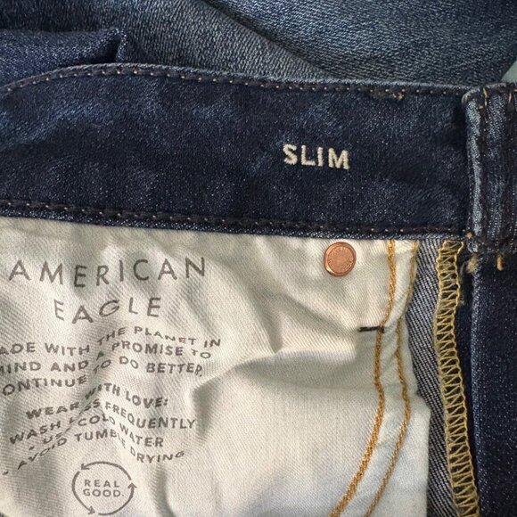 American Eagle Men's Dark Wash Slim Stretch Airflex + Temp Tech Jeans Size 29x30 - Picture 12 of 13